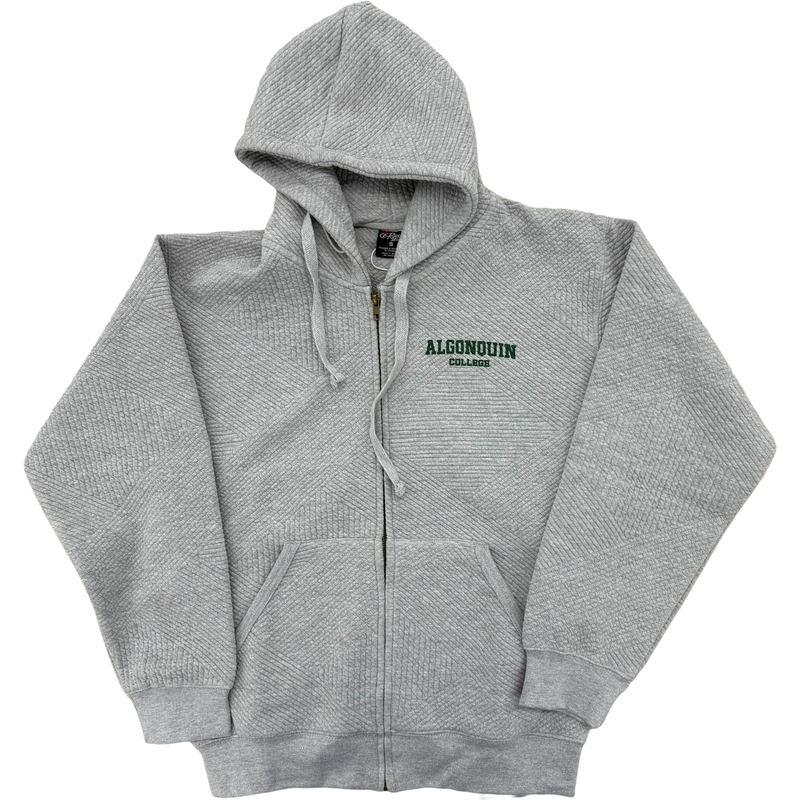 Jacquard Full Zip Hoodie in Grey