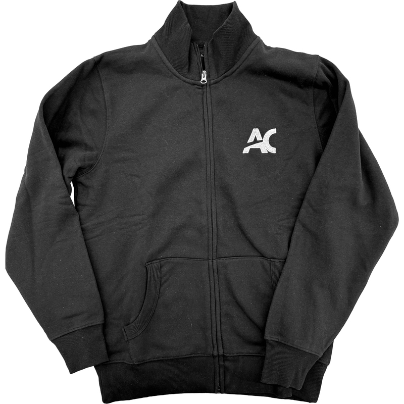 Full Zip Sweater in Black with AC monogram