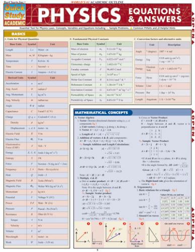 PHYSICS - EQUATIONS & ANS