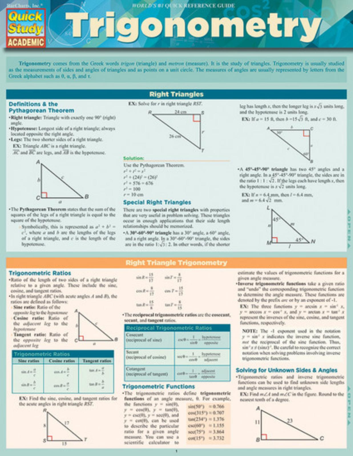 TRIGONOMETRY STUDY GUIDE