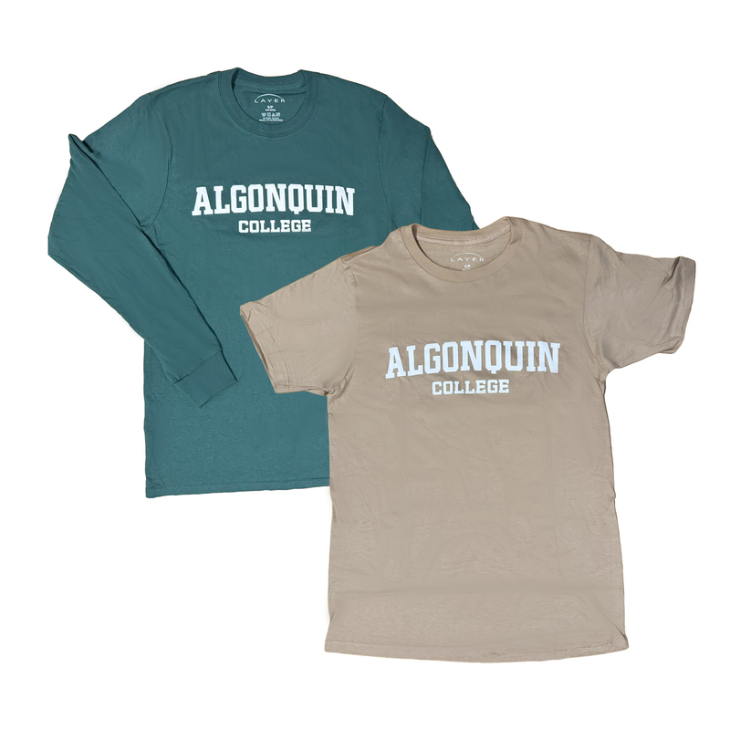 2-pack T-shirts Long Sleeve Green & Short Sleeve Sand