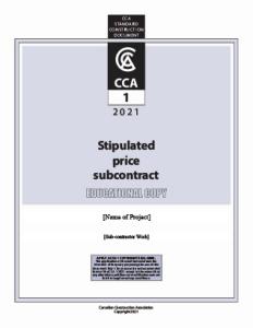 CCA #1-Stipulated Price Subcontract