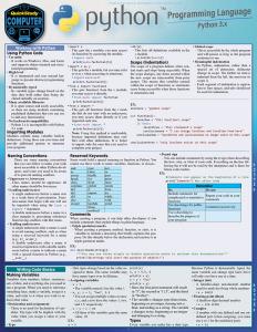 9781423241881 Python 3 Programming Language Laminated Reference Guide