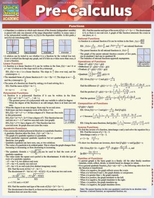 9781423228158 Pre-Calculus Laminated Study Guide