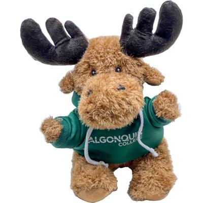 069202633195 Plush: 8" Moose "Bruce" In Algonquin College Hoodie