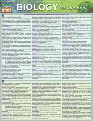Biology Terminology Laminated Study Guide
