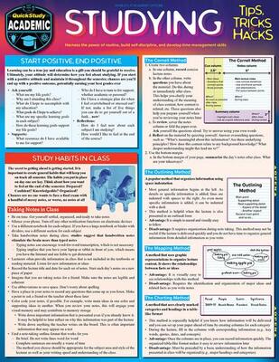 Studying: Tips, Tricks & Hacks Laminated Reference Guide