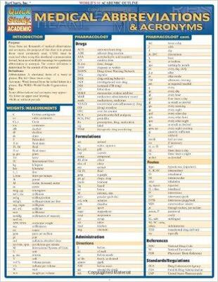 Medical Abbreviations & ACronyms Laminated Reference Guide