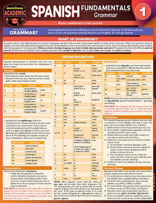Spanish Fundamentals 1 - Grammar Laminated Study Guide