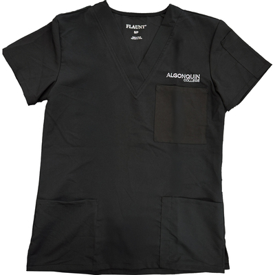 Flaunt Scrub Top -  Black