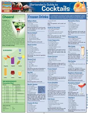 Bartender's Guide To Cocktails Laminated Reference Guide